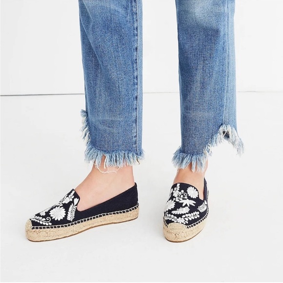 Soludos Ibiza Boho Floral Embroidered Espadrilles Navy Blue Size 9 - Picture 12 of 12